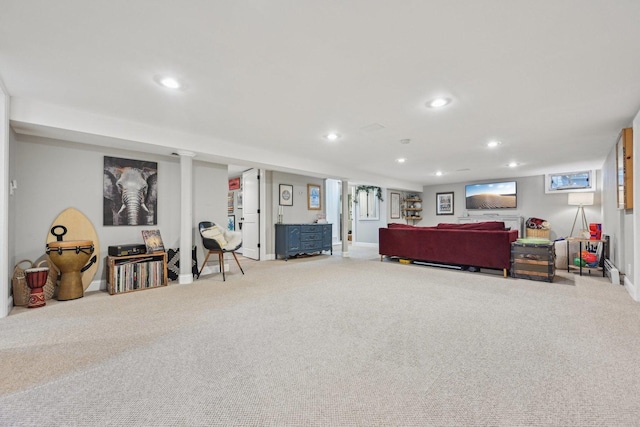 324 W Crystal Lake Ave, Crystal Lake, IL 60014 - living room with carpet, recessed lighting, and baseboards