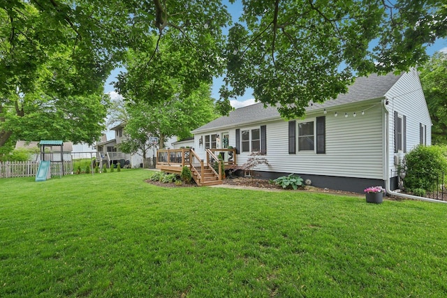 324 W Crystal Lake Ave, Crystal Lake, IL 60014 - view of yard featuring a playground and a wooden deck