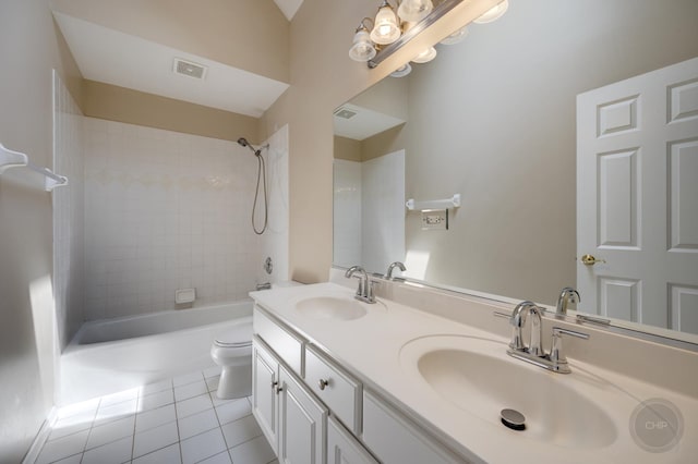 3744 Highknob Cir, Naperville, IL 60564 - bathroom featuring double vanity, bathing tub / shower combination, toilet, and tile patterned flooring
