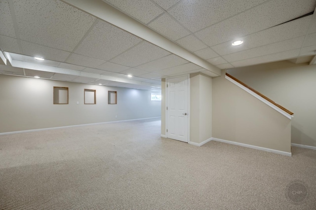 3744 Highknob Cir, Naperville, IL 60564 - finished basement featuring carpet, baseboards, a drop ceiling, and recessed lighting