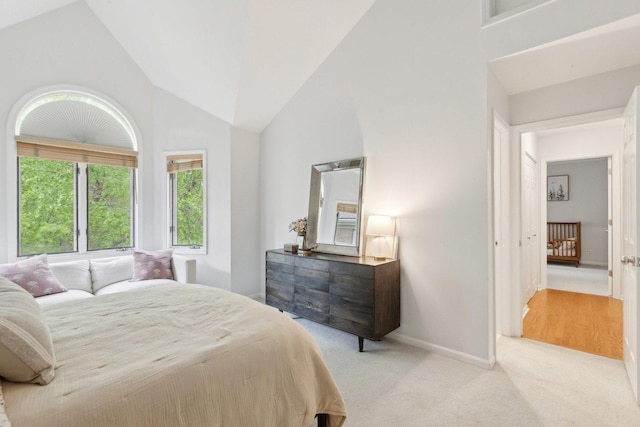 1248 W Fletcher St Unit C, Chicago, IL 60657 - bedroom featuring carpet flooring, baseboards, and high vaulted ceiling