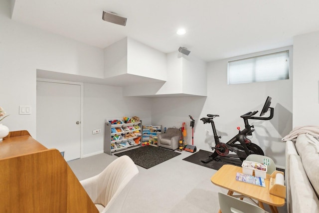 1248 W Fletcher St Unit C, Chicago, IL 60657 - exercise room featuring carpet floors and recessed lighting