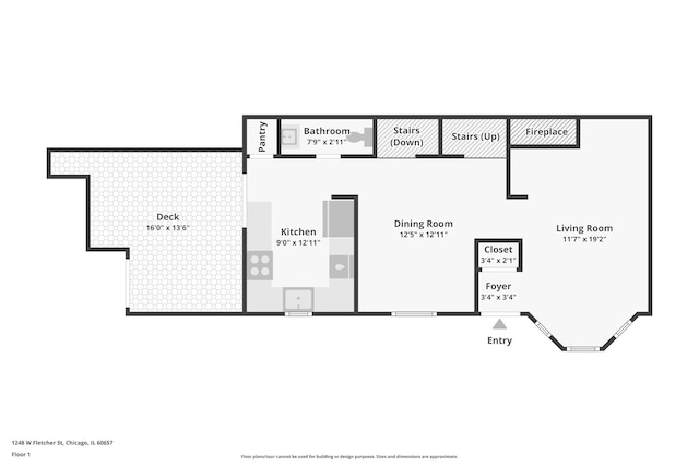 1248 W Fletcher St Unit C, Chicago, IL 60657 - room layout