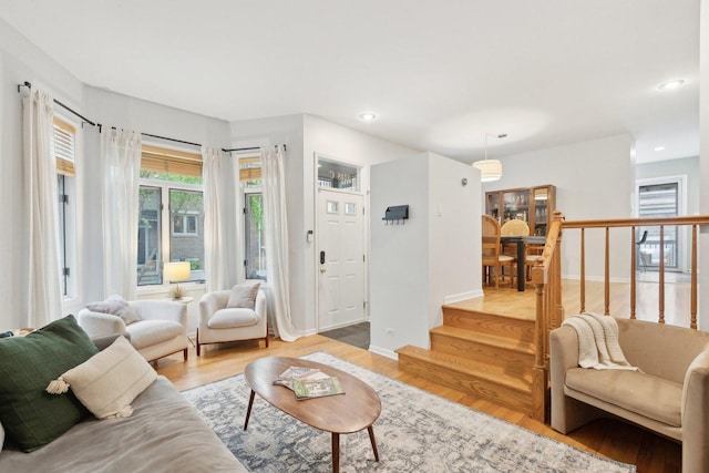 1248 W Fletcher St Unit C, Chicago, IL 60657 - living room featuring light wood finished floors, recessed lighting, and baseboards