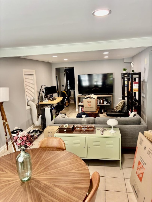 4118 N Kedzie Ave, Chicago, IL 60618 - living area featuring light tile patterned flooring and recessed lighting