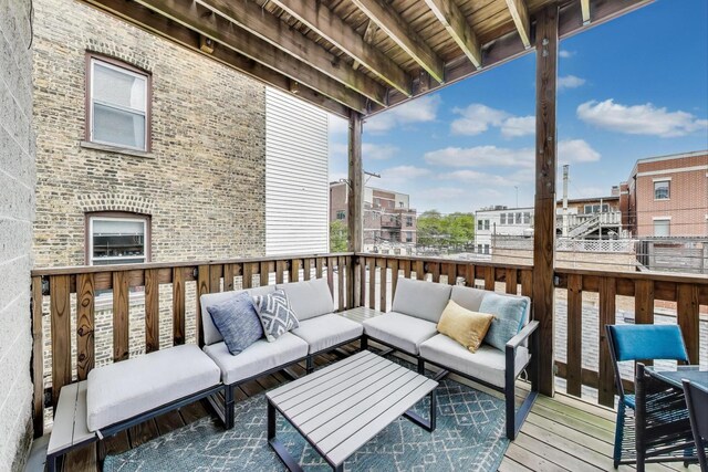 1952 W Fletcher St Unit 2W, Chicago, IL 60657 - wooden terrace with an outdoor hangout area