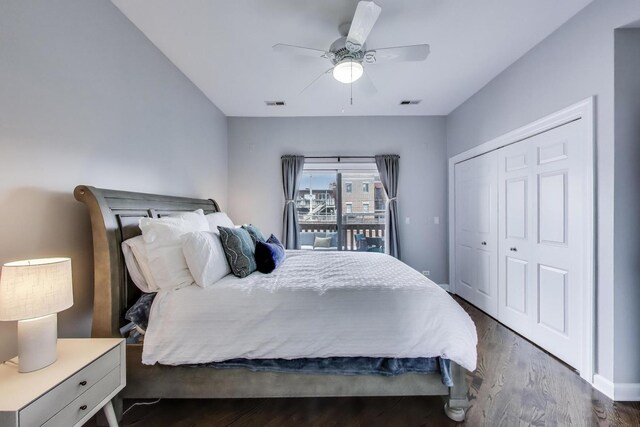 1952 W Fletcher St Unit 2W, Chicago, IL 60657 - bedroom with wood finished floors, ceiling fan, and a closet