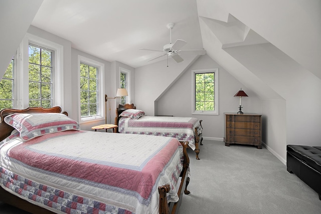 16864 E State Route 17, Grant Park, IL 60940 - bedroom with carpet flooring, vaulted ceiling, baseboards, and a ceiling fan