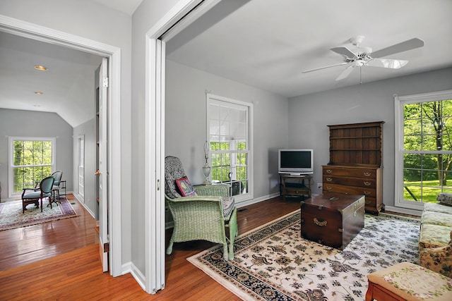 16864 E State Route 17, Grant Park, IL 60940 - living room featuring wood finished floors, ceiling fan, and baseboards