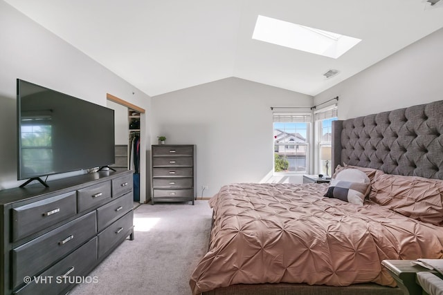 6417 Blue Sky Ln, Matteson, IL 60443 - bedroom featuring a skylight, vaulted ceiling, light colored carpet, and a closet