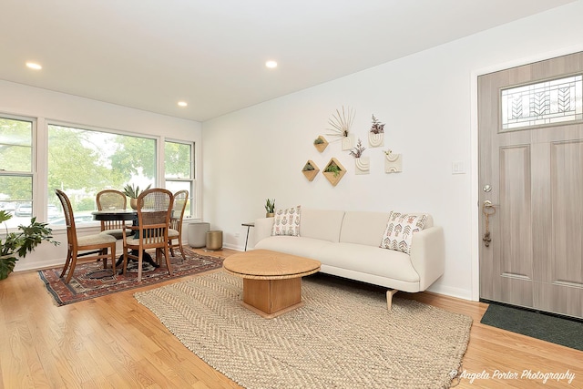 10067 Lavergne Ave, Skokie, IL 60077 - living room featuring healthy amount of natural light, light wood-style floors, baseboards, and recessed lighting