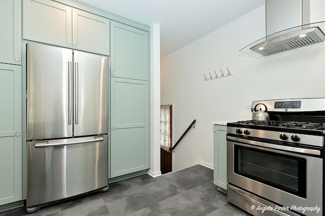 10067 Lavergne Ave, Skokie, IL 60077 - kitchen with appliances with stainless steel finishes and wall chimney exhaust hood