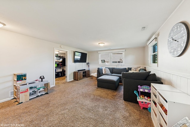2109 Sprucewood Ln, Lindenhurst, IL 60046 - living area featuring carpet floors and wainscoting