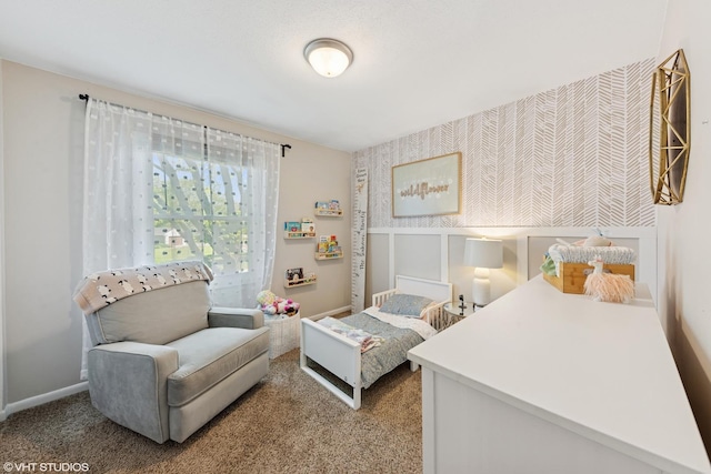 2109 Sprucewood Ln, Lindenhurst, IL 60046 - carpeted bedroom featuring wallpapered walls and baseboards