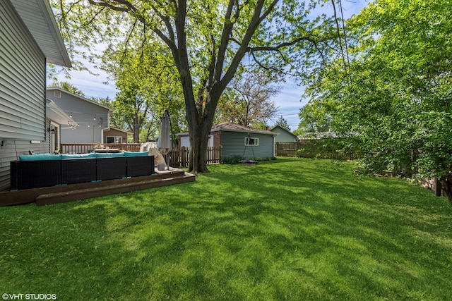 2109 Sprucewood Ln, Lindenhurst, IL 60046 - view of yard featuring an outdoor living space and a wooden deck