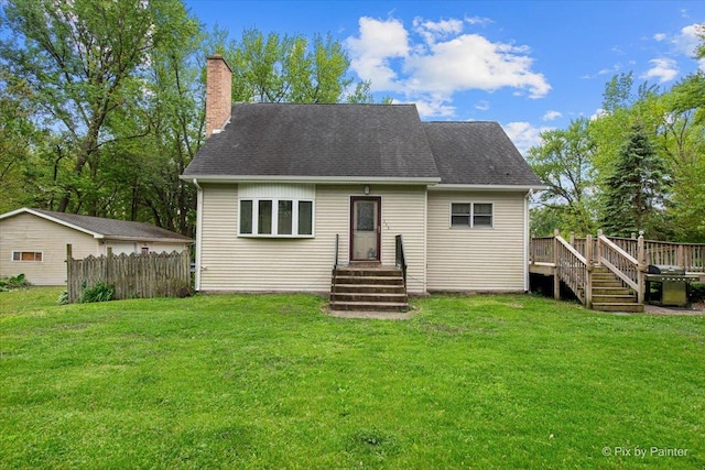 119 W S Ave, Spring Grove, IL 60081 - view of front of property featuring a chimney, a deck, and roof with shingles