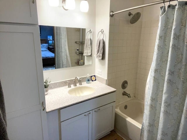 30W071 Kensington Dr, Warrenville, IL 60555 - bathroom with vanity and shower / bath combo with shower curtain