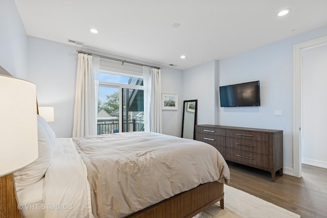 2256 W Foster Ave Unit 3, Chicago, IL 60625 - bedroom featuring access to outside, wood finished floors, recessed lighting, and baseboards