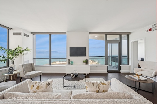 600 N Lake Shore Dr Unit 3411, Chicago, IL 60611 - living room featuring dark wood-style flooring and baseboards