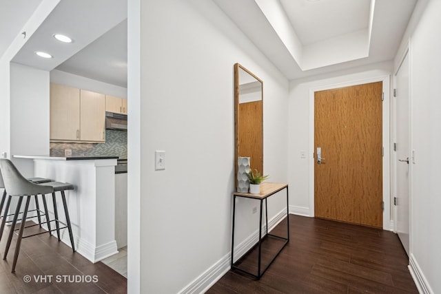 600 N Lake Shore Dr Unit 3411, Chicago, IL 60611 - hall featuring dark wood-type flooring, recessed lighting, and baseboards