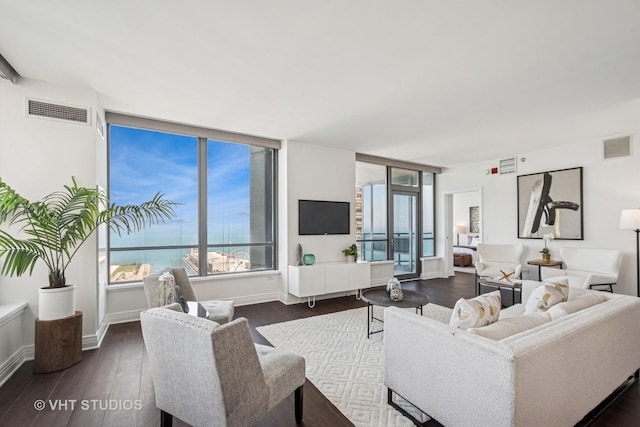 600 N Lake Shore Dr Unit 3411, Chicago, IL 60611 - living room with dark wood-style floors and baseboards