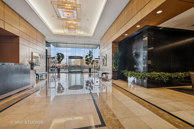 600 N Lake Shore Dr Unit 3411, Chicago, IL 60611 - common area with a wall of windows and recessed lighting