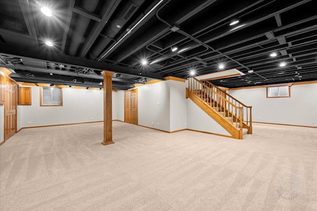 560 Braemar Ave, Naperville, IL 60563 - below grade area featuring carpet floors and stairway