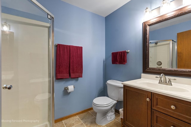 150 Meadows Ct, Sugar Grove, IL 60554 - bathroom featuring toilet, a shower stall, vanity, and baseboards