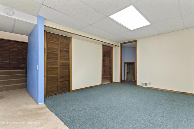 150 Meadows Ct, Sugar Grove, IL 60554 - finished basement with carpet flooring, a paneled ceiling, and stairway