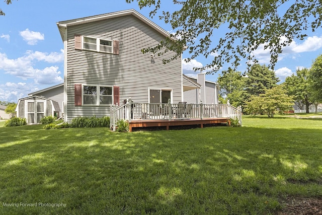 150 Meadows Ct, Sugar Grove, IL 60554 - back of property with a wooden deck and a lawn