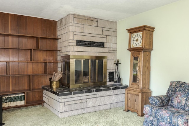 401 N 4th Ave, Chenoa, IL 61726 - unfurnished living room with a fireplace and carpet floors
