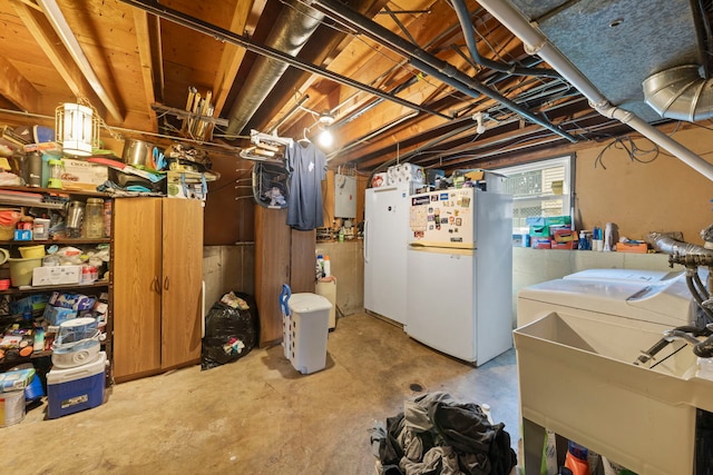 15424 David Ln, Oak Forest, IL 60452 - basement with freestanding refrigerator
