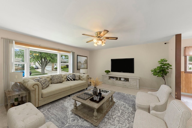 15424 David Ln, Oak Forest, IL 60452 - living area featuring healthy amount of natural light, a ceiling fan, and carpet