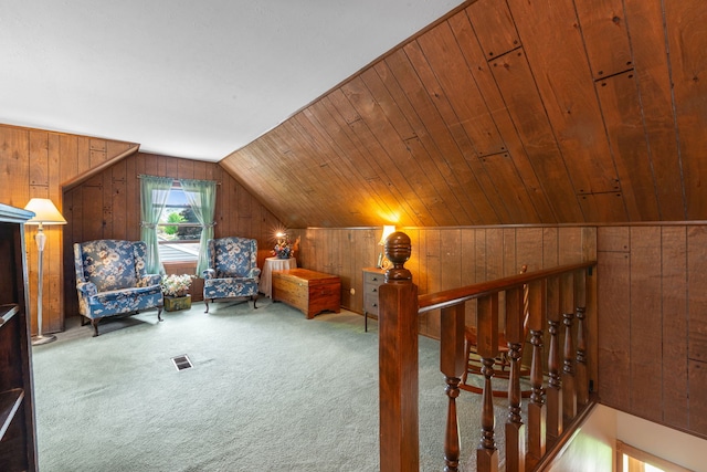 229 N Marion Ave, Bartlett, IL 60103 - bedroom with wooden walls, carpet flooring, and lofted ceiling