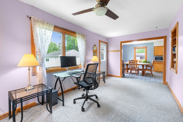 229 N Marion Ave, Bartlett, IL 60103 - carpeted office featuring a ceiling fan and baseboards