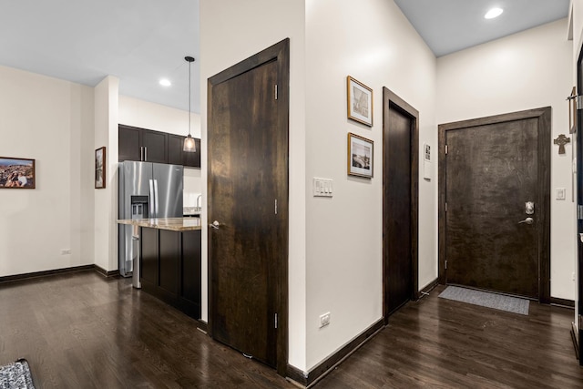 2150 W N Ave Unit 4, Chicago, IL 60647 - corridor featuring dark wood finished floors, baseboards, and recessed lighting