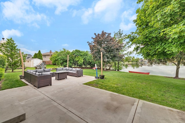 605 Feeney Dr, Minooka, IL 60447 - view of patio / terrace with an outdoor hangout area and a water view