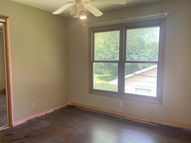 3400 N Buffalo Grove Rd, Arlington Heights, IL 60004 - unfurnished room with plenty of natural light, dark wood finished floors, and a ceiling fan
