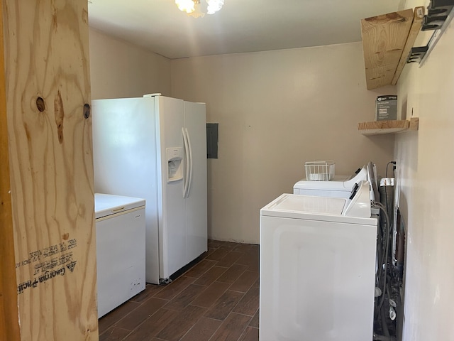 3400 N Buffalo Grove Rd, Arlington Heights, IL 60004 - washroom with independent washer and dryer and wood finish floors