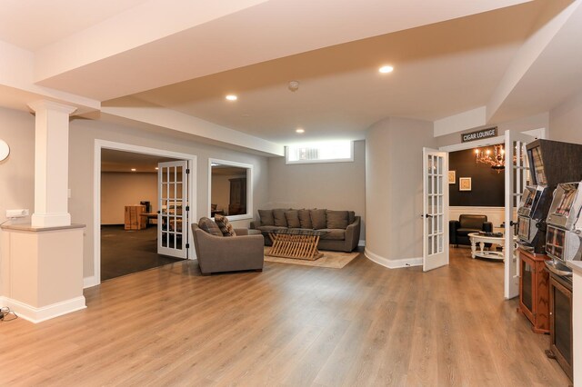 45 Silo Ridge Rd, Orland Park, IL 60467 - living area featuring french doors, light wood finished floors, and recessed lighting