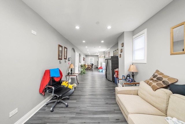 8543 S Burley Ave, Chicago, IL 60617 - living room featuring recessed lighting, wood finished floors, and baseboards