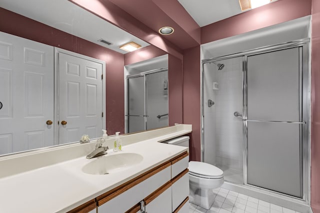 2000 Chestnut Ave Unit 507, Glenview, IL 60025 - bathroom featuring a shower stall, vanity, toilet, and tile patterned flooring