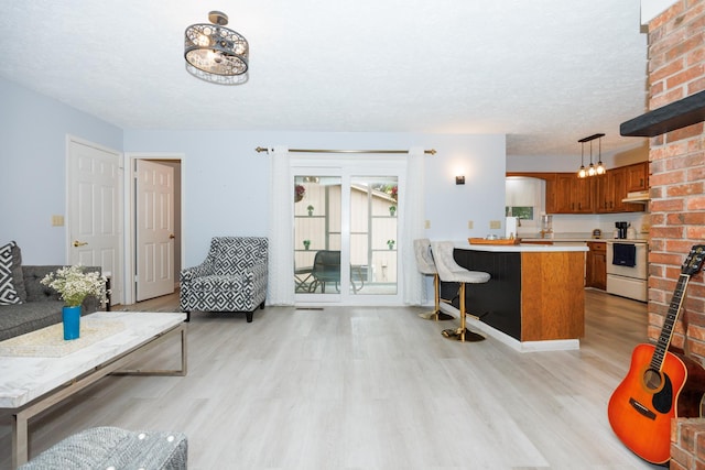203 S Hershey Rd, Bloomington, IL 61704 - living area featuring light wood-type flooring and a textured ceiling