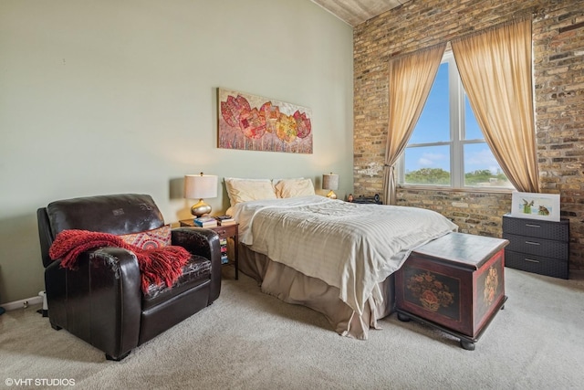 1625 N Western Unit 502, Chicago, IL 60647 - bedroom featuring carpet and brick wall
