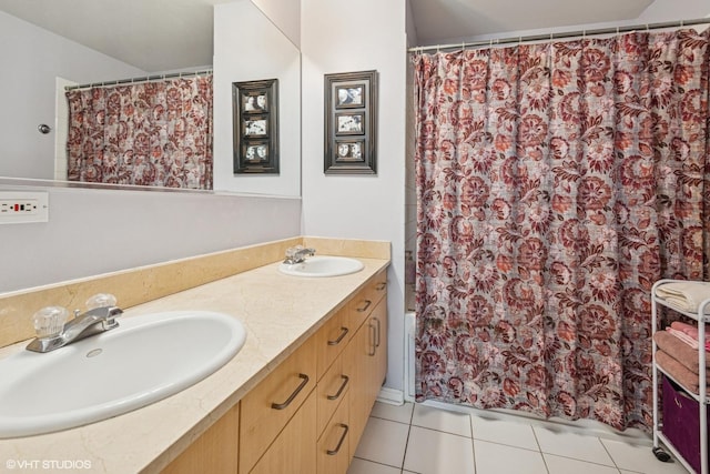 1625 N Western Unit 502, Chicago, IL 60647 - bathroom with double vanity, tile patterned floors, and shower / bath combo