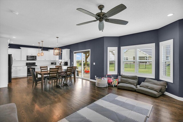 1407 Winterberry Rd, Savoy, IL 61874 - dining area featuring a ceiling fan, dark wood finished floors, and recessed lighting