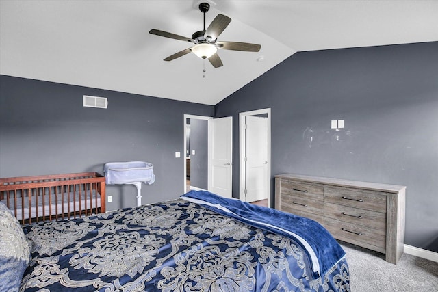 1407 Winterberry Rd, Savoy, IL 61874 - carpeted bedroom featuring vaulted ceiling and ceiling fan