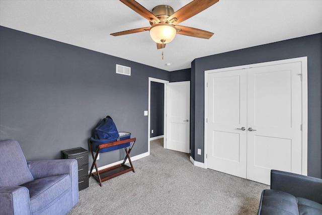1407 Winterberry Rd, Savoy, IL 61874 - living area featuring carpet flooring and a ceiling fan