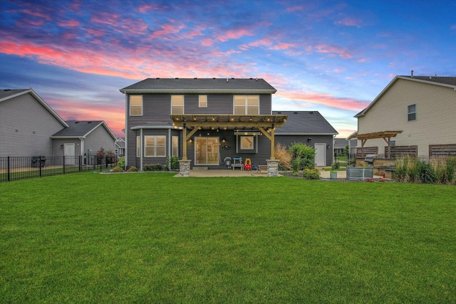1407 Winterberry Rd, Savoy, IL 61874 - rear view of house featuring a pergola, a patio area, and a fenced backyard