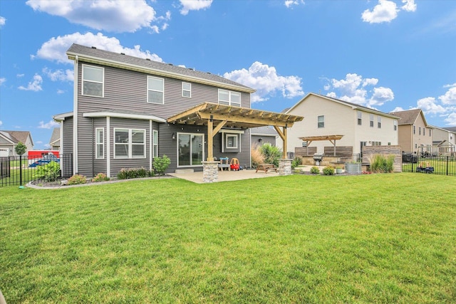 1407 Winterberry Rd, Savoy, IL 61874 - rear view of house with a pergola, a patio, and a fenced backyard